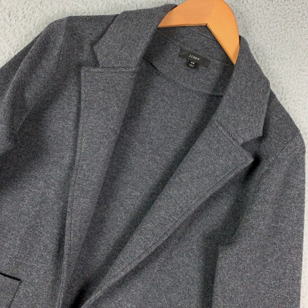 J.Crew Sweater Blazer Women's XS Gray Soft Knit Open Front Cardigan Coat Jacket